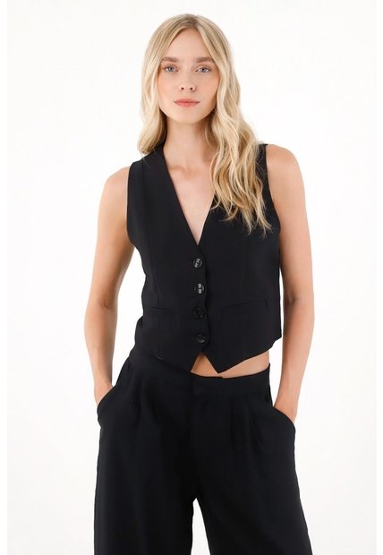 Tennis Chaleco En Tela Liviana Negro Para Mujer