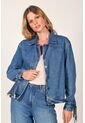 Chaqueta Denim Para Mujer Bordada de Tennis