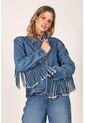 Chaqueta Denim Para Mujer Bordada de Tennis