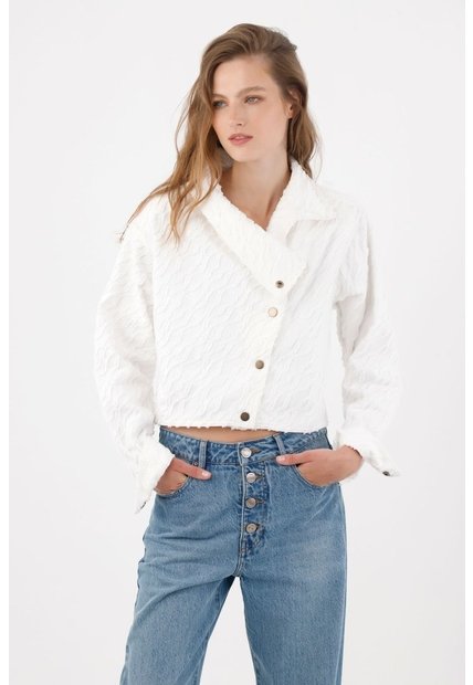 Tennis Chaqueta Con Textura En Relieve En Algodón Blanco Para Mujer
