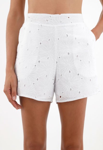 Bermuda En Ojalillo Blanca Para Mujer