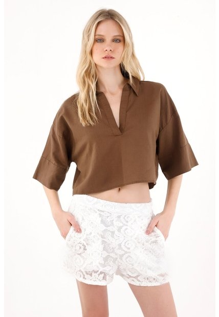 Tennis Short De Tela Con Textura Crudo Con Diseño Versátil Para Mujer