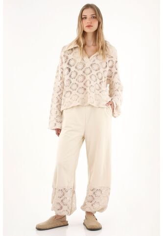 Tennis Pantalón En Burda Con Bota Enresortada Crudo Para Mujer Tennis