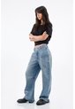 Tennis Jean Para Mujer En Algodón Azul Medio Fit Horseshoe Con Bolsillos De Parche de Tennis