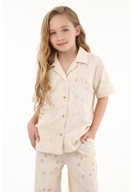 Camisa Crudo En Ojalillo Para Niña