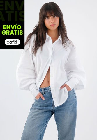 Tennis Camisa Para Mujer En Algodón Blanco Oversize Con Manga Larga Tennis