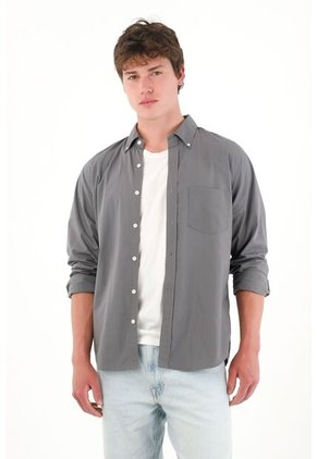 Tennis Camisa Clásica Manga Larga Gris Para Hombre