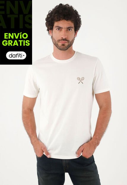 Tennis Camiseta Para Hombre Algodón Blanco Regular Con Gráfico