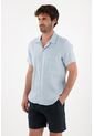 Tennis Camisa Tipo Bowling En Lino Azul Para Hombre de Tennis