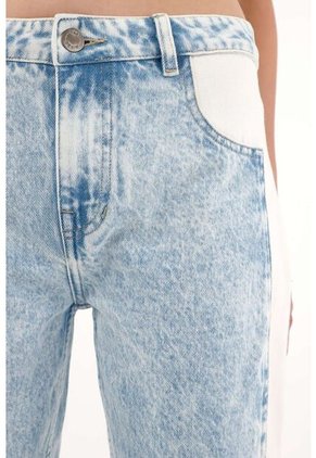 Tennis Jean Recto Tiro Medio Diseño Bicolor Para Mujer