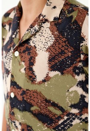 Camisa Camuflada Manga Corta Para Niño
