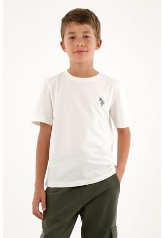 Camiseta Básica Crudo Con Estampado De Tigre Para Niño Tennis