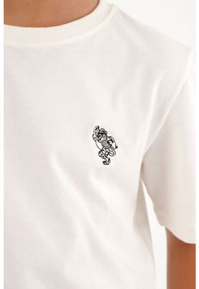 Camiseta Básica Crudo Con Estampado De Tigre Para Niño