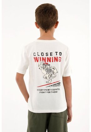 Camiseta Básica Crudo Con Estampado De Tigre Para Niño