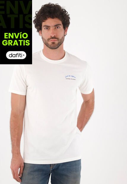 Tennis Camiseta Para Hombre En Algodón Blanca Regular Con Gráfico