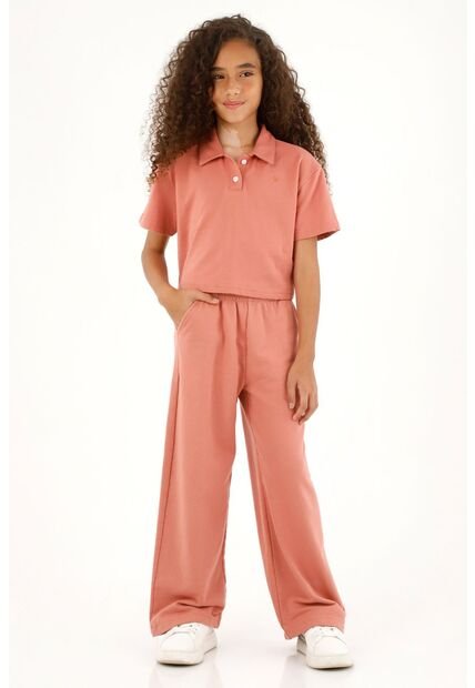 Camiseta Tipo Polo Rosada Para Niña