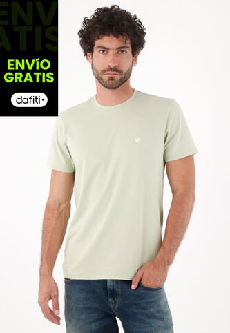 Tennis Camiseta Para Hombre De Algodón Verde Regular Fit Con Mini Raquetas Al Pecho Tennis