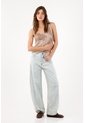 Tennis Jean Wide Leg Con Costuras Paneladas En Algodón Azul Claro Para Mujer de Tennis