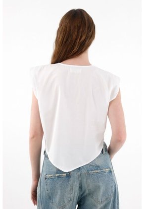 Tennis Camisa Manga Sisa Escote En V Blanca Para Mujer