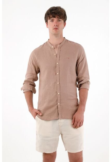 Camisa Manga Larga Cuello Neru Para Hombre