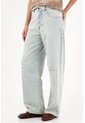 Tennis Jean Wide Leg Con Costuras Paneladas En Algodón Azul Claro Para Mujer de Tennis