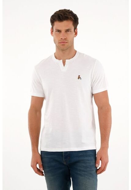 Tennis Camiseta Blanca Con Abertura En V Para Hombre