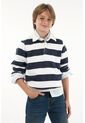 Buzo Tipo Polo Azul Con Estampado De Rayas Para Niño de Tennis