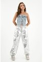 Pantalón Efecto Metalizado Gris Para Mujer de Tennis