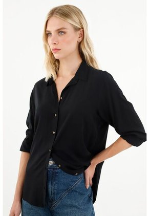Tennis Camisa Manga Larga Negra Para Mujer