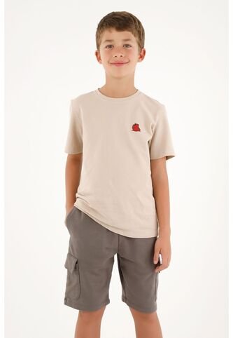 Camiseta Básica Café Con Estampado En Punto Corazón Para Niño Tennis