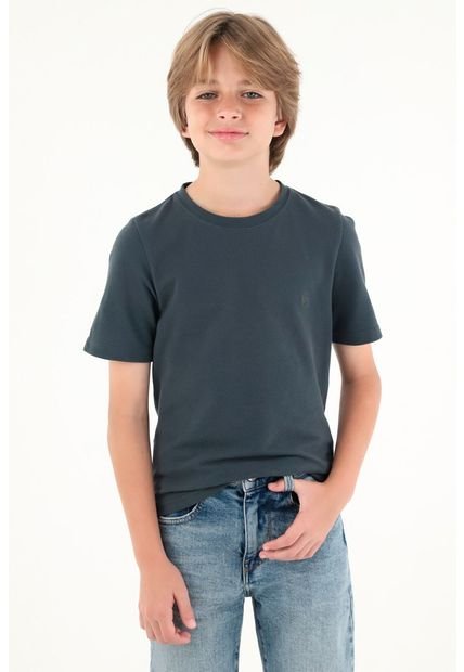 Camiseta Azul Cuello Redondo Para Niño