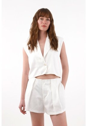 Tennis Short Tiro Alto Con Tablas Crudo Para Mujer