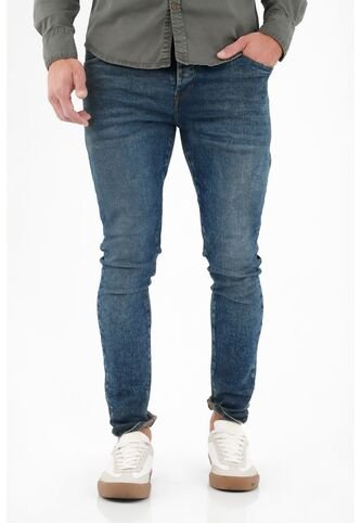 Tennis Jean Super Skinny Con Manualidad Láser Azul Para Hombre Tennis