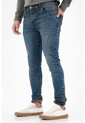 Tennis Jean Super Skinny Con Manualidad Láser Azul Para Hombre