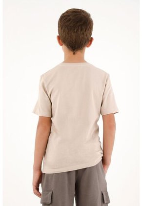 Camiseta Básica Café Con Estampado En Punto Corazón Para Niño