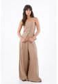 Tennis Pantalón Palazzo Para Mujer En Tela Fluida Arena Ancho Con Pliegues Frontales de Tennis