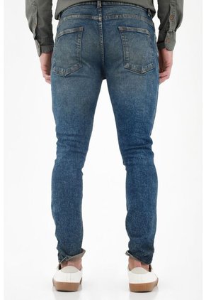 Tennis Jean Super Skinny Con Manualidad Láser Azul Para Hombre