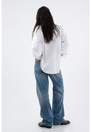 Tennis Camisa Para Mujer En Algodón Blanco Oversize Con Manga Larga