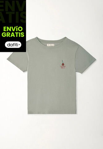 Tennis Camiseta Básica Con Estampado De Cerezas Gris Para Mujer Tennis