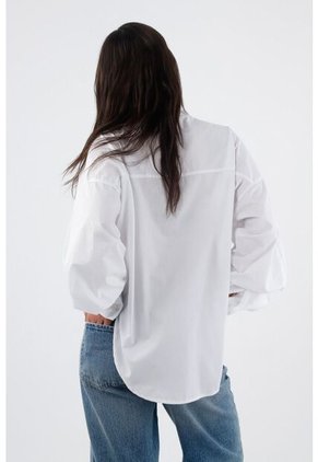 Tennis Camisa Para Mujer En Algodón Blanco Oversize Con Manga Larga