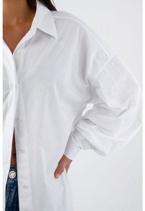 Tennis Camisa Para Mujer En Algodón Blanco Oversize Con Manga Larga