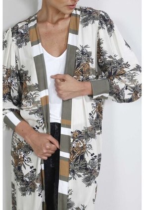 Kimono Para Mujer Tennis, Estampado De Tigres Y Rayas