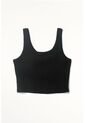 Tennis Camiseta Crop En Rib Negra Con Textura Suave Para Mujer Con Acabado Suave de Tennis