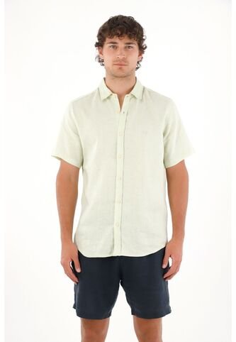 Tennis Camisa En 100% Lino Verde Para Hombre Tennis
