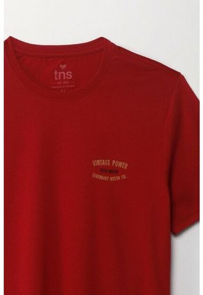 Camiseta Manga Corta Estampada Roja Para Hombre