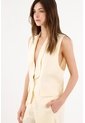 Tennis Chaleco Fit Relajado Con Solapa Amplia En Lino Beige Para Mujer de Tennis