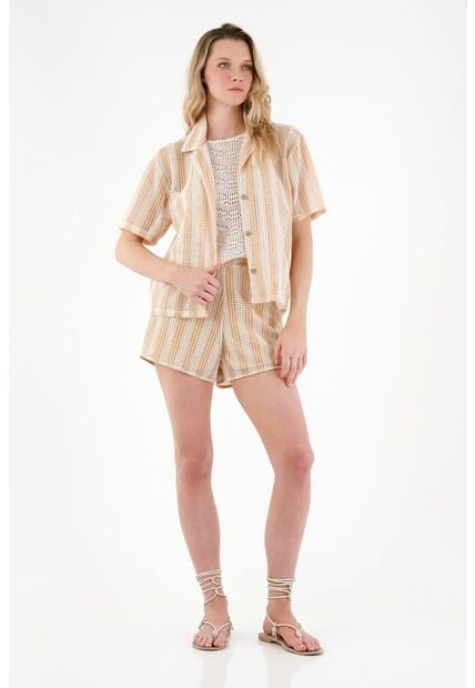 Tennis Camisa Tipo Bowling Crudo Para Mujer