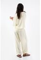 Tennis Pantalón Para Mujer De Viscosa Marfil Fit Relajado Con Textura Crinkle de Tennis