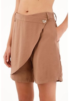 Bermuda Café Larga De Silueta Amplia Para Mujer