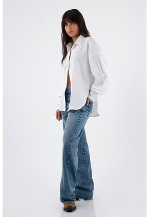 Tennis Camisa Para Mujer En Algodón Blanco Oversize Con Manga Larga